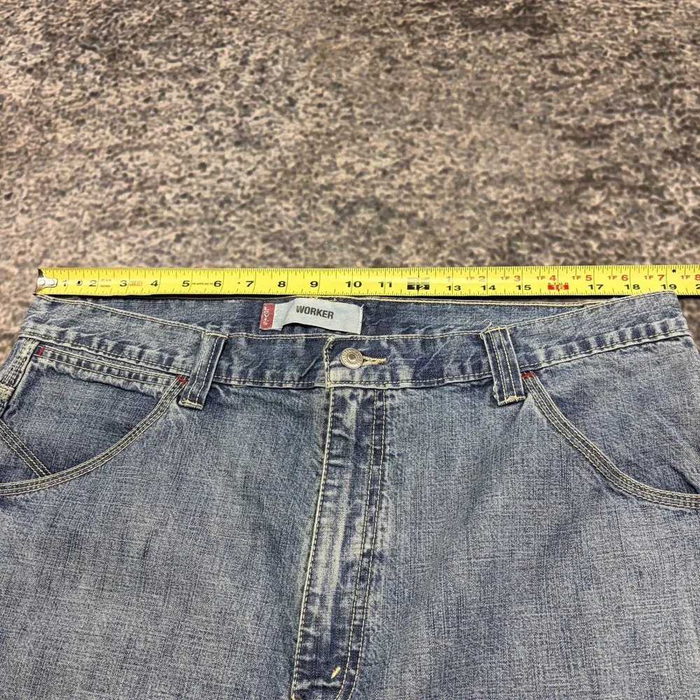 Levi's Worker Shorts Denim Mens 38 Blue Long Baggy Workwear Skater Jorts VTG Y2K